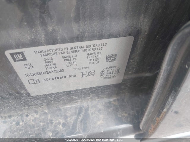 Продажа на аукционе авто 2014 Chevrolet Sonic Lt Auto, vin: 1G1JC5EH4E4243553, номер лота: 12620020