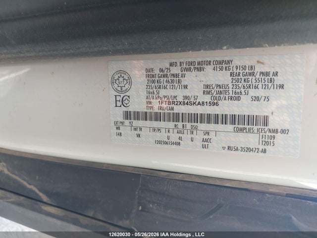 Ford Transit T-250 2025 1FTBR2X84SKA81596 Image 9
