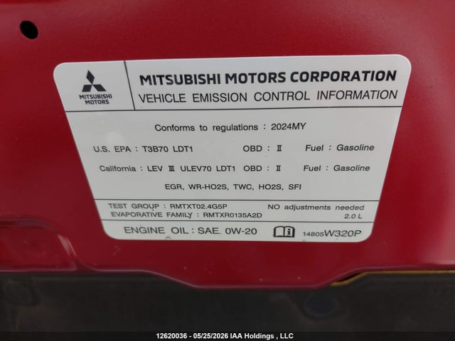 Aukcja sprzedaży 2024 Mitsubishi Rvr Es, vin: JA4AJUAU1RU607812, numer aukcji: 12620036