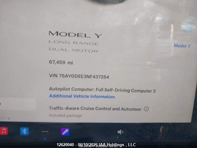 7SAYGDEE3NF437254 Tesla Model Y