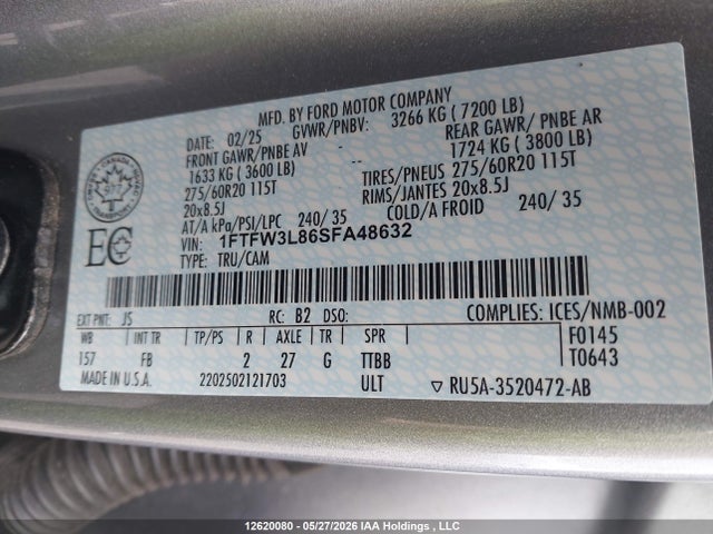 1FTFW3L86SFA48632 Ford F-150 Xlt