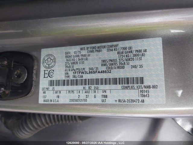 1FTFW3L86SFA48632 Ford F-150 Xlt