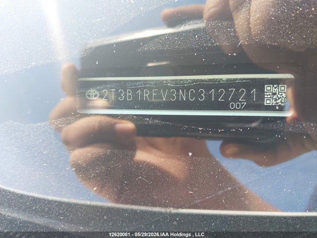12620081 :رقم المزاد ، 2T3B1RFV3NC312721 vin ، 2022 Toyota Rav4 مزاد بيع