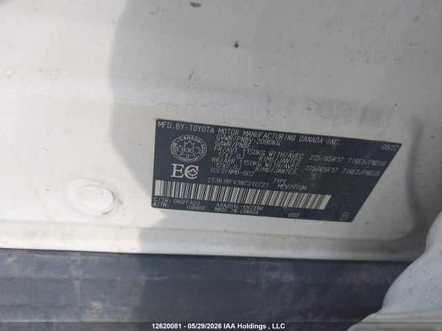 12620081 :رقم المزاد ، 2T3B1RFV3NC312721 vin ، 2022 Toyota Rav4 مزاد بيع