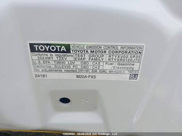 12620082 :رقم المزاد ، JTDACACU0R3019143 vin ، 2024 Toyota Prius Prime Xse/xse Premium مزاد بيع