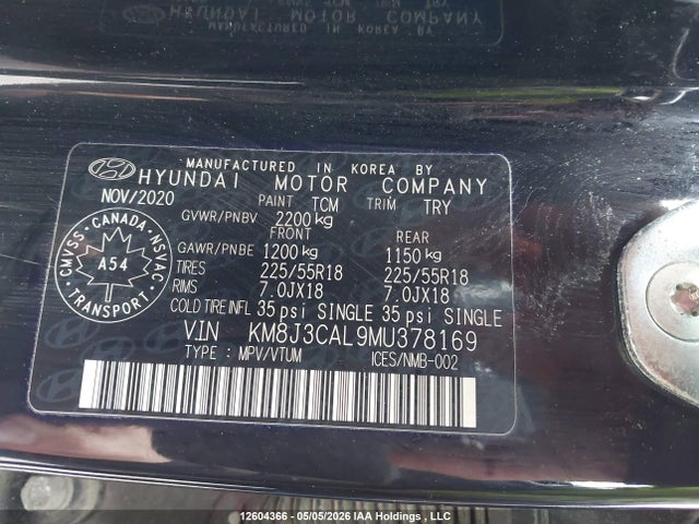 Aukcja sprzedaży 2021 Hyundai Tucson Luxury, vin: KM8J3CAL9MU378169, numer aukcji: 12604366