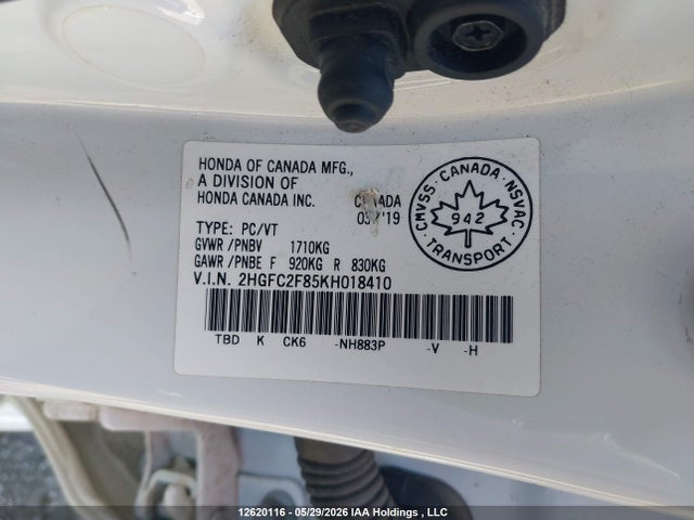 Продажа на аукционе авто 2019 Honda Civic, vin: 2HGFC2F85KH018410, номер лота: 12620116