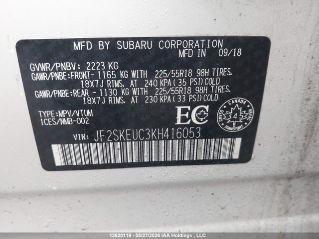 Продаж на аукціоні авто 2019 Subaru Forester 2.5i Limited, vin: JF2SKEUC3KH416053, номер лоту: 12620119