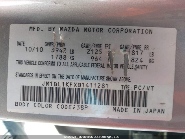 Aukcja sprzedaży 2011 Mazda Mazda3, vin: JM1BL1KFXB1411281, numer aukcji: 12620128