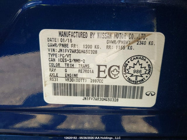 JN1FV7AR3GM450328 Infiniti Q50 Red Sport 400