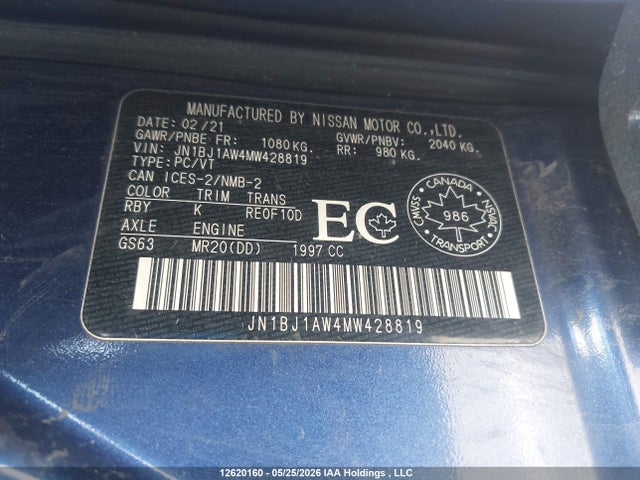 Продажа на аукционе авто 2021 Nissan Rogue Sport S, vin: JN1BJ1AW4MW428819, номер лота: 12620160