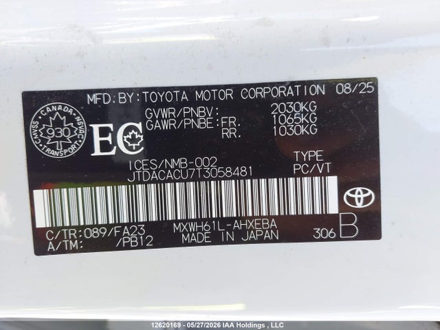 Aukcja sprzedaży 2026 Toyota Prius Se/xse/xse Premium/night Shade, vin: JTDACACU7T3058481, numer aukcji: 12620169