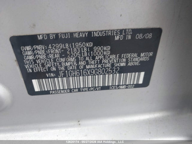 Продаж на аукціоні авто 2009 Subaru Impreza 2.5i, vin: JF1GH616X9G802532, номер лоту: 12620174