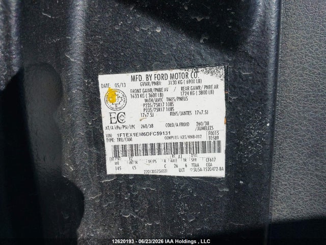 12620193 :رقم المزاد ، 1FTEX1EM6DFC59131 vin ، 2013 Ford F-150 Xl مزاد بيع