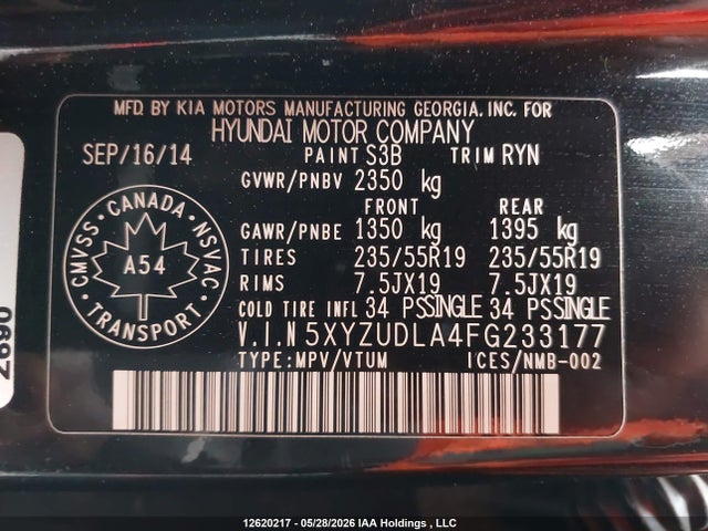 5XYZUDLA4FG233177 Hyundai Santa Fe Sport 2.0t Limited