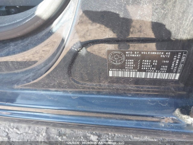 12620230 :رقم المزاد ، WVWDA7AJ7CW336809 vin ، 2012 Volkswagen Golf مزاد بيع