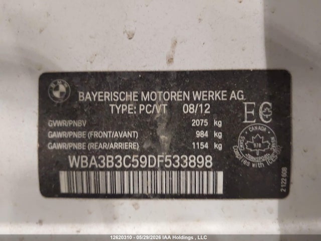 Продаж на аукціоні авто 2013 Bmw 328i Xdrive/xdrive Classic Line, vin: WBA3B3C59DF533898, номер лоту: 12620310