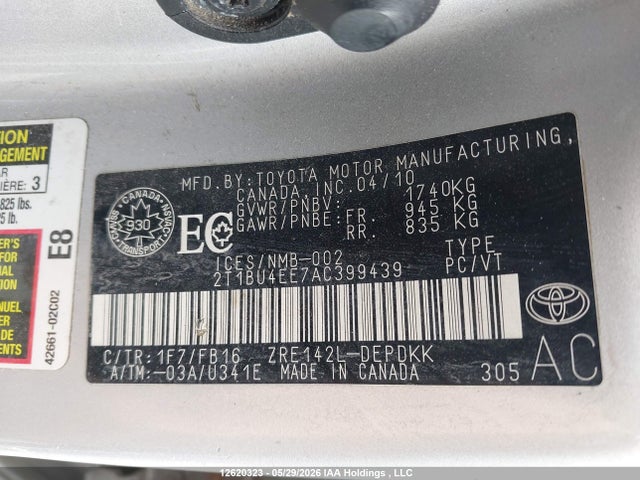 2010 Toyota Corolla S/le/xle მანქანა იყიდება აუქციონზე, vin: 2T1BU4EE7AC399439, აუქციონის ნომერი: 12620323