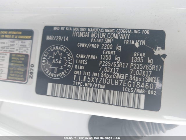 5XYZU3LB7EG184607 Hyundai Santa Fe Sport 2.4 Premium