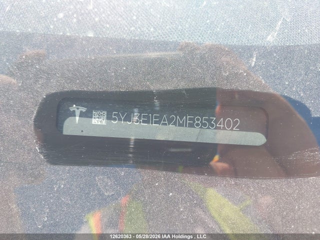 12620363 :رقم المزاد ، 5YJ3E1EA2MF853402 vin ، 2021 Tesla Model 3 Standard Range/standard Range Plus مزاد بيع