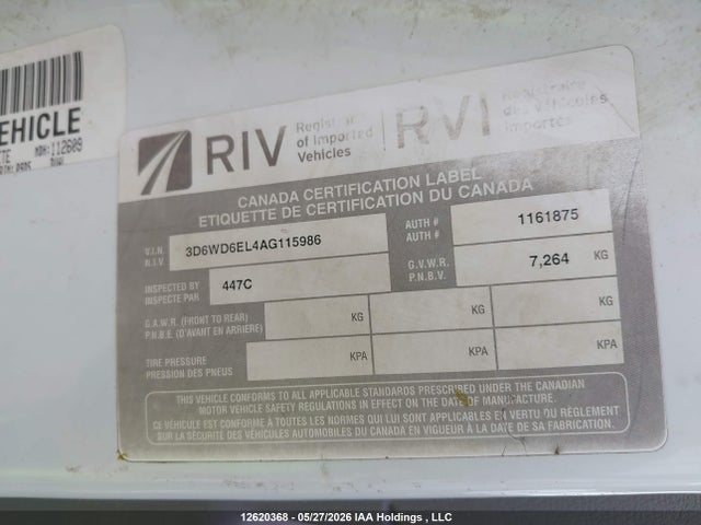 Продаж на аукціоні авто 2010 Dodge Ram 4500 St/slt, vin: 3D6WD6EL4AG115986, номер лоту: 12620368