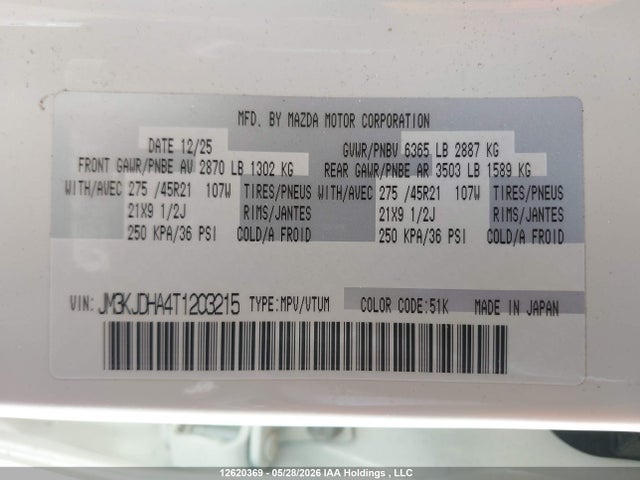 JM3KJDHA4T1203215 Mazda Cx-70 Plug-in Hybrid Gt