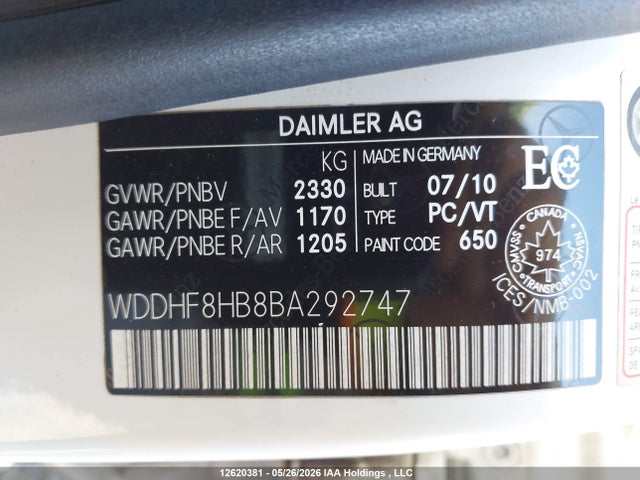 Auction sale of the 2011 Mercedes-benz E 350 4matic, vin: WDDHF8HB8BA292747, lot number: 12620381