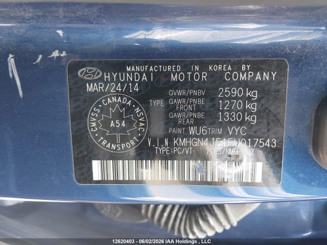 Aukcja sprzedaży 2015 Hyundai Genesis 5.0 Ultimate, vin: KMHGN4JF1FU017543, numer aukcji: 12620403