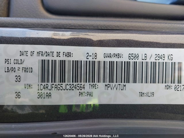 Auction sale of the 2018 Jeep Grand Cherokee Laredo, vin: 1C4RJFAG5JC324564, lot number: 12620406