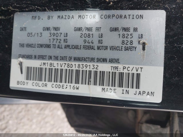 Продажа на аукционе авто 2013 Mazda 3 I, vin: JM1BL1V78D1839132, номер лота: 12620412