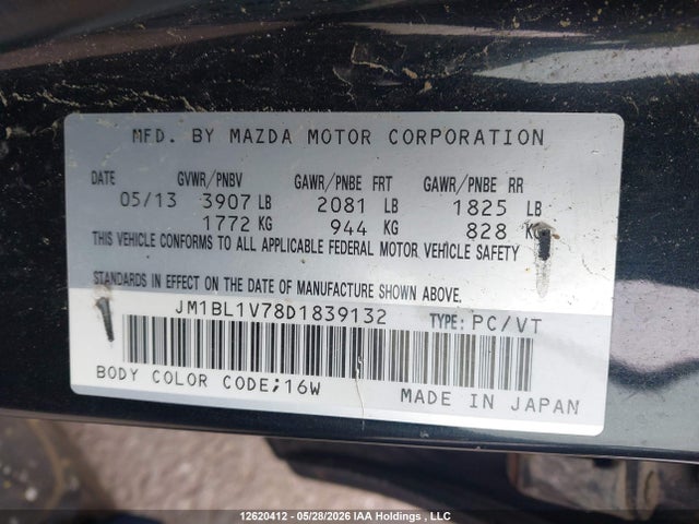 Продажа на аукционе авто 2013 Mazda 3 I, vin: JM1BL1V78D1839132, номер лота: 12620412