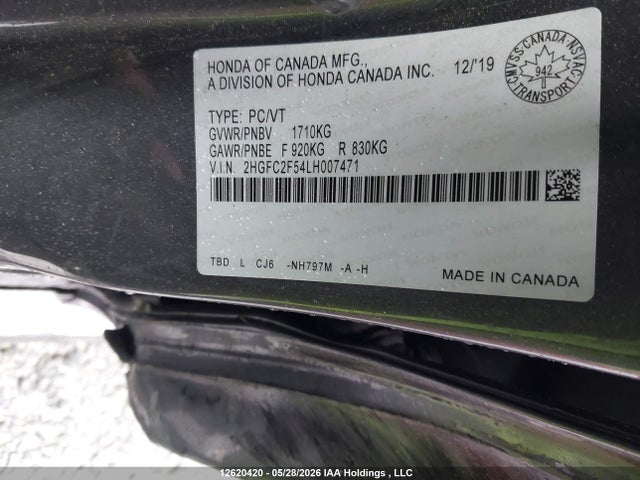 Honda Civic Lx 2020 2HGFC2F54LH007471 Image 9