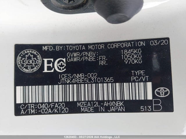 JTNK4RBE5L3101365 Toyota Corolla