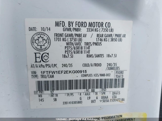 Ford F150 Supercrew 2014 1FTFW1EF2EKG00915 Image 19
