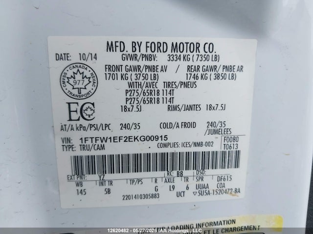 Ford F150 Supercrew 2014 1FTFW1EF2EKG00915 Image 9