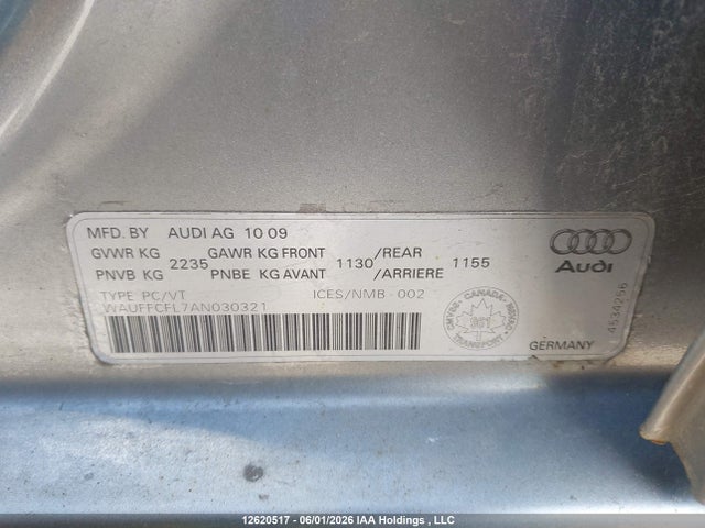 Продаж на аукціоні авто 2010 Audi A4, vin: WAUFFCFL7AN030321, номер лоту: 12620517