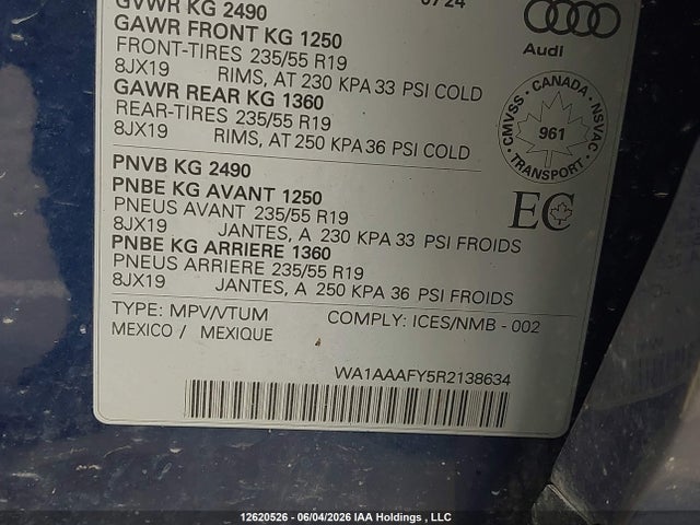 Audi Q5 2024 WA1AAAFY5R2138634 Image 20