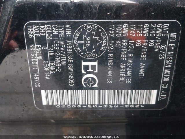 Aukcja sprzedaży 2025 Nissan Rogue S, vin: JN8BT3AB1SW168090, numer aukcji: 12620546