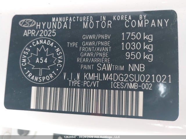 Aukcja sprzedaży 2025 Hyundai Elantra Sel Sport, vin: KMHLM4DG2SU021021, numer aukcji: 12620547