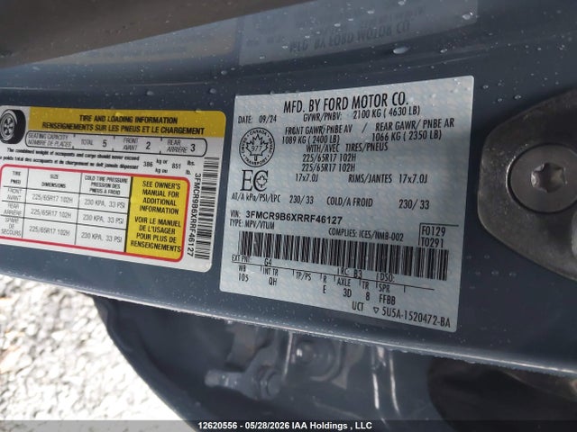 12620556 :رقم المزاد ، 3FMCR9B6XRRF46127 vin ، 2024 Ford Bronco Sport Big Bend مزاد بيع
