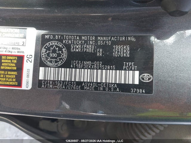 Aukcja sprzedaży 2011 Toyota Camry Se, vin: 4T1BF3EKXBU152815, numer aukcji: 12620557