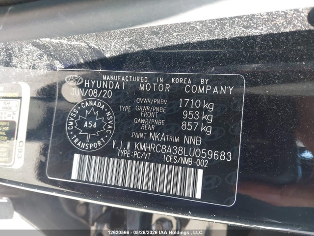 2020 Hyundai Venue Sel/denim მანქანა იყიდება აუქციონზე, vin: KMHRC8A38LU059683, აუქციონის ნომერი: 12620566