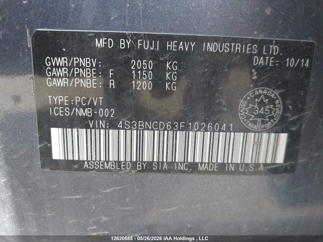 4S3BNCD63F1026041 Subaru Legacy 2.5i Premium