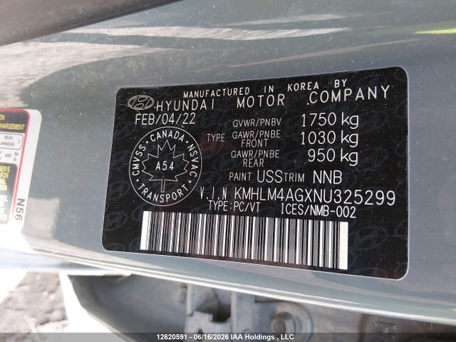 12620591 :رقم المزاد ، KMHLM4AGXNU325299 vin ، 2022 Hyundai Elantra مزاد بيع