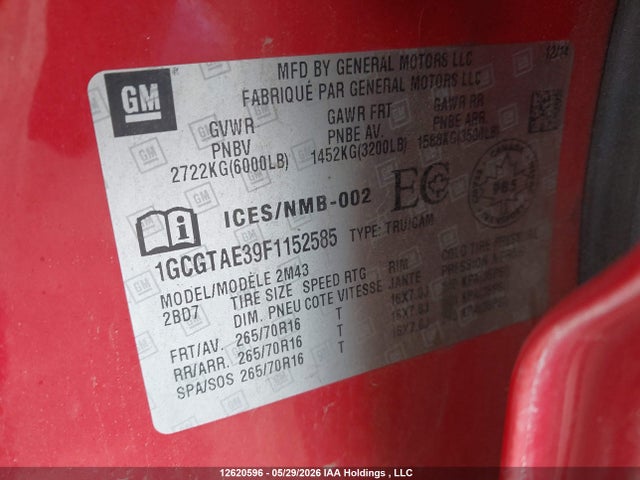 1GCGTAE39F1152585 Chevrolet Colorado Wt