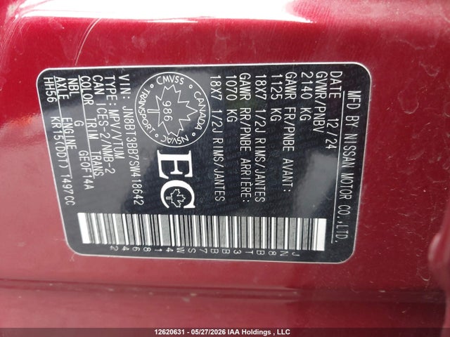 Aukcja sprzedaży 2025 Nissan Rogue Sv/rock Creek, vin: JN8BT3BB7SW418642, numer aukcji: 12620631