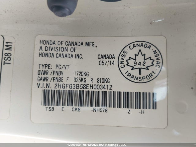2HGFG3B58EH003412 Honda CIVIC EX