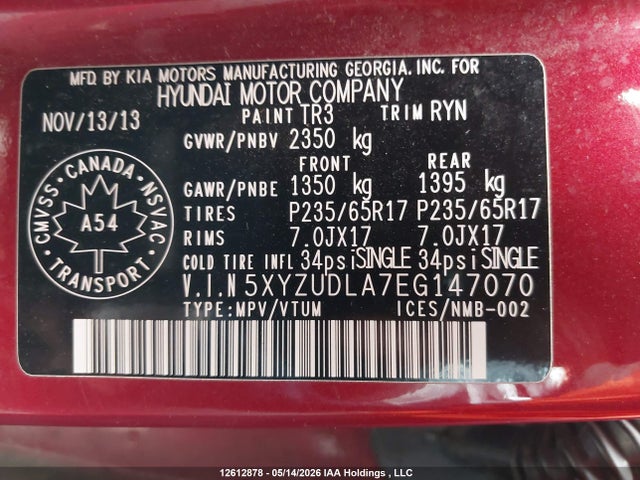 5XYZUDLA7EG147070 Hyundai Santa Fe Sport 2.0t Premium