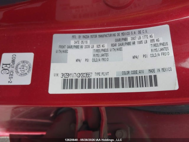 Продаж на аукціоні авто 2016 Mazda 3 Touring, vin: 3MZBM1V7XGM303557, номер лоту: 12620648