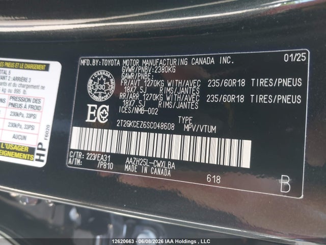 12620663 :رقم المزاد ، 2T2GKCEZ6SC048608 vin ، 2025 Lexus Nx 350h 350h مزاد بيع